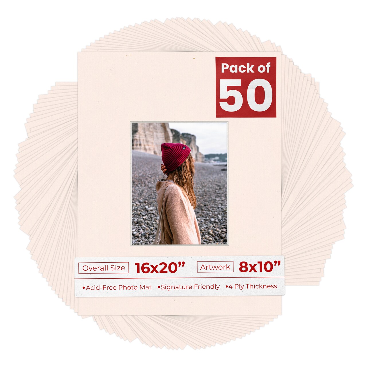 Oyster Bay Beige Mat Board for 16x20 Frames - Fits 8x10 Photos